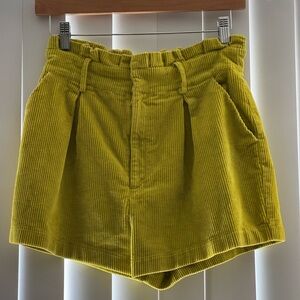 High Waist Lime Green Corduroy Shorts